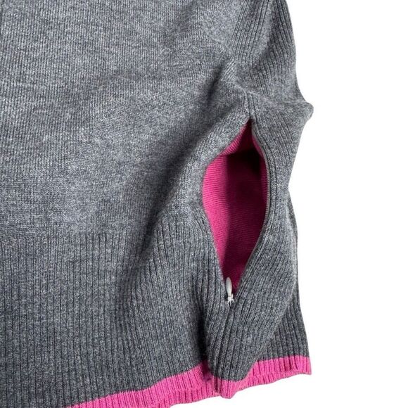 Athleta gray merino wool 1/4 zip sweater with pink and orange trim size 1X - Picture 6 of 13